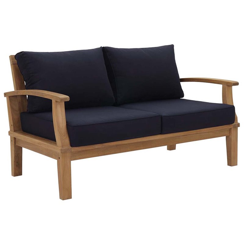 Marina 5 Piece Outdoor Patio Teak Set in Natural Navy