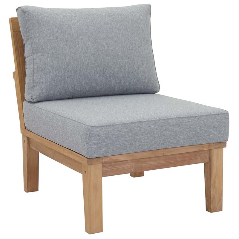 Modway Marina Modern Wood 5-Piece Patio Teak Sofa Set in Natural/Gray