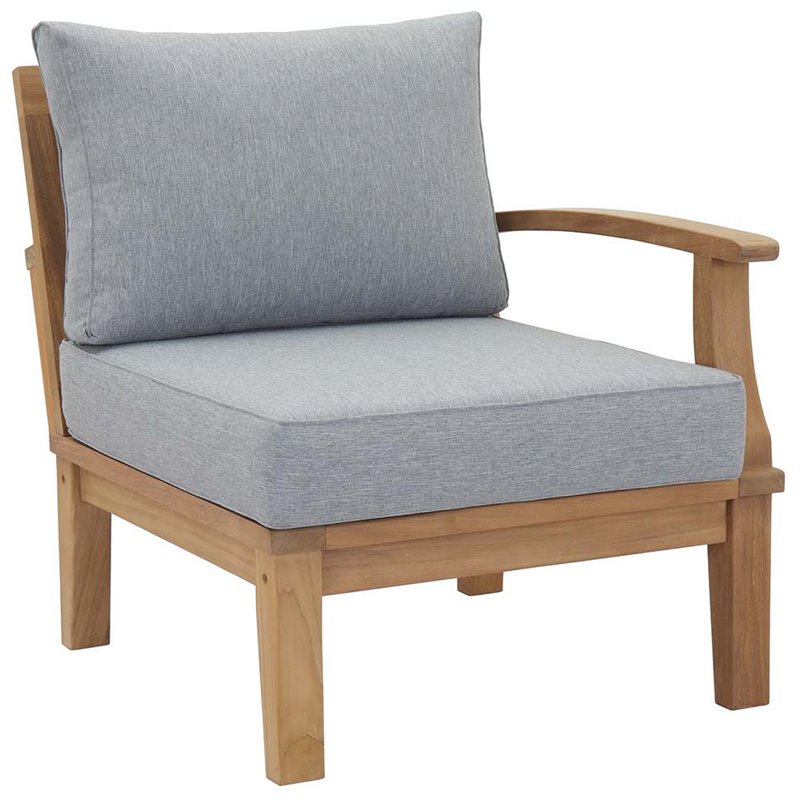 Modway Marina Modern Wood 5-Piece Patio Teak Sofa Set in Natural/Gray
