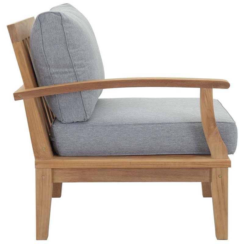 Modway Marina Modern Wood 5-Piece Patio Teak Sofa Set in Natural/Gray