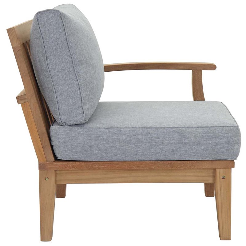 Modway Marina Modern Wood 5-Piece Patio Teak Sofa Set in Natural/Gray