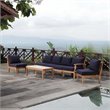 Modway Marina 7-Piece Solid Teak Wood Patio Sofa Set in Natural/Navy