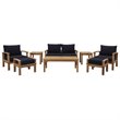 Marina 8 Piece Outdoor Patio Teak Set in Natural Navy