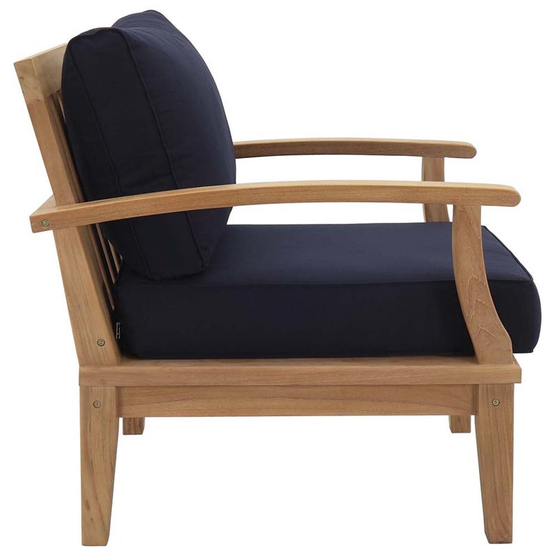 Marina 8 Piece Outdoor Patio Teak Set in Natural Navy