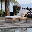 Modway Marina Modern Wood Patio Teak Single Chaise in Natural/Gray