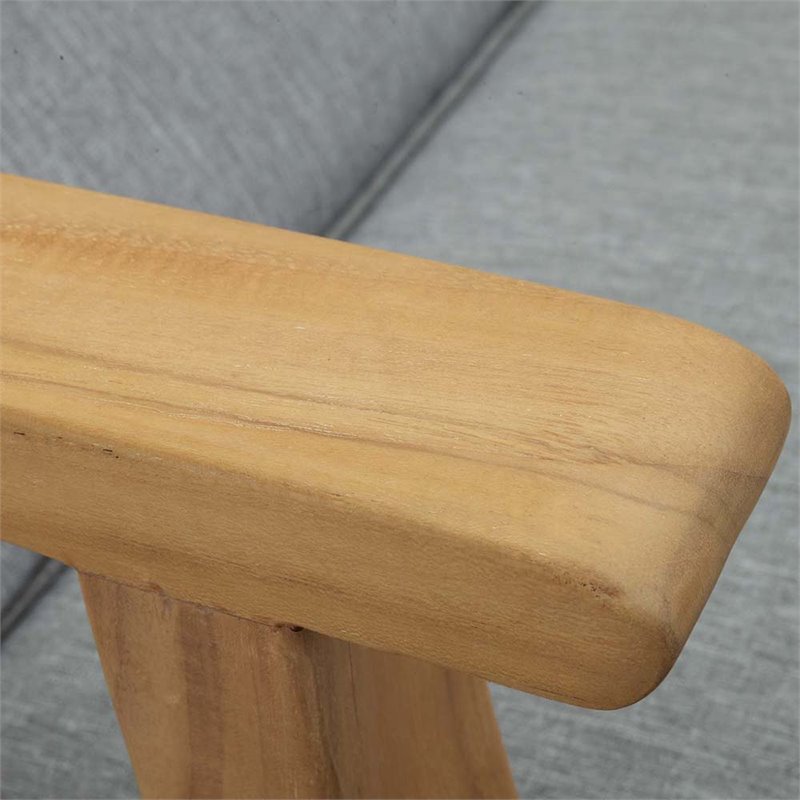 Modway Marina Modern Wood Patio Teak Single Chaise in Natural/Gray