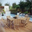 Modway Marina 7-Piece Teak Wood Patio Dining Set with Arm Chair in Natural