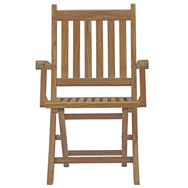 Modway Marina 7-Piece Teak Wood Patio Dining Set with Arm Chair in Natural