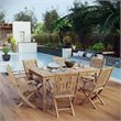 Modway Marina 7-Piece Solid Teak Wood Outdoor Patio Dining Set in Natural