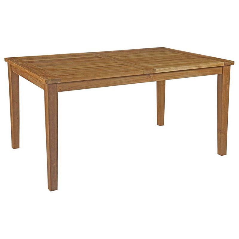 Modway Marina 7-Piece Solid Teak Wood Outdoor Patio Dining Set in Natural