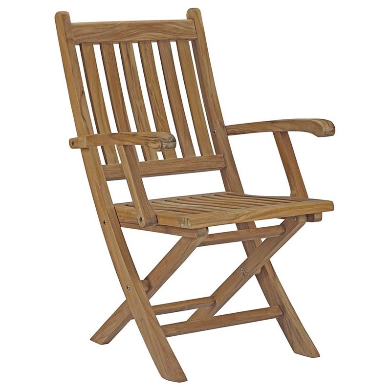 Modway Marina 7-Piece Solid Teak Wood Outdoor Patio Dining Set in Natural