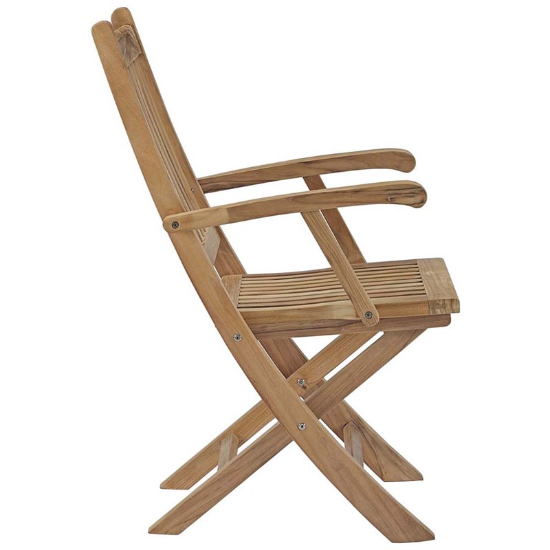 Modway Marina 7-Piece Solid Teak Wood Outdoor Patio Dining Set in Natural