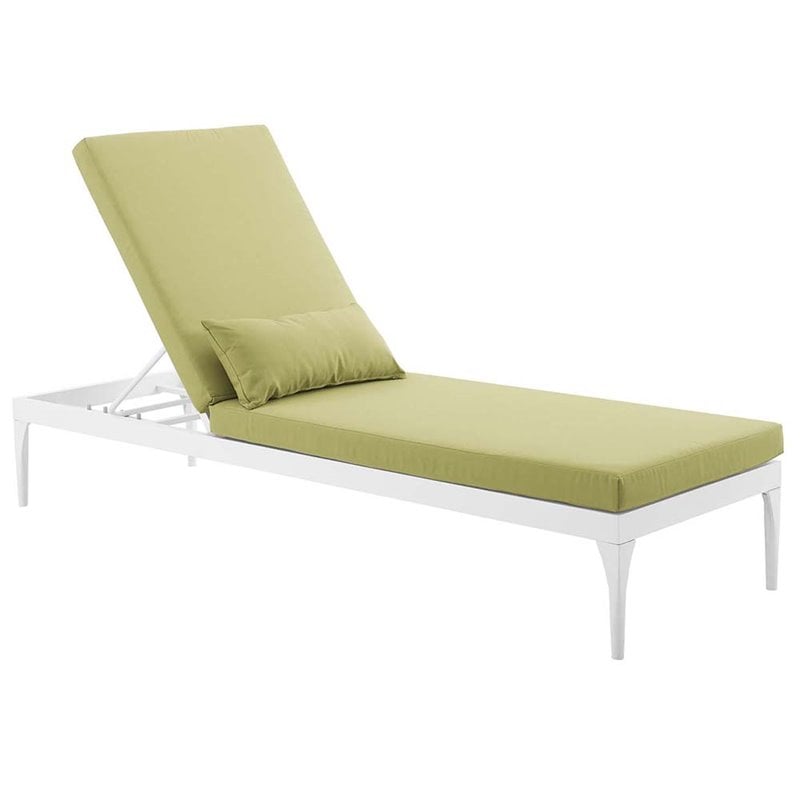 Modway Perspective Aluminum Patio Chaise Lounge in White and Peridot Green