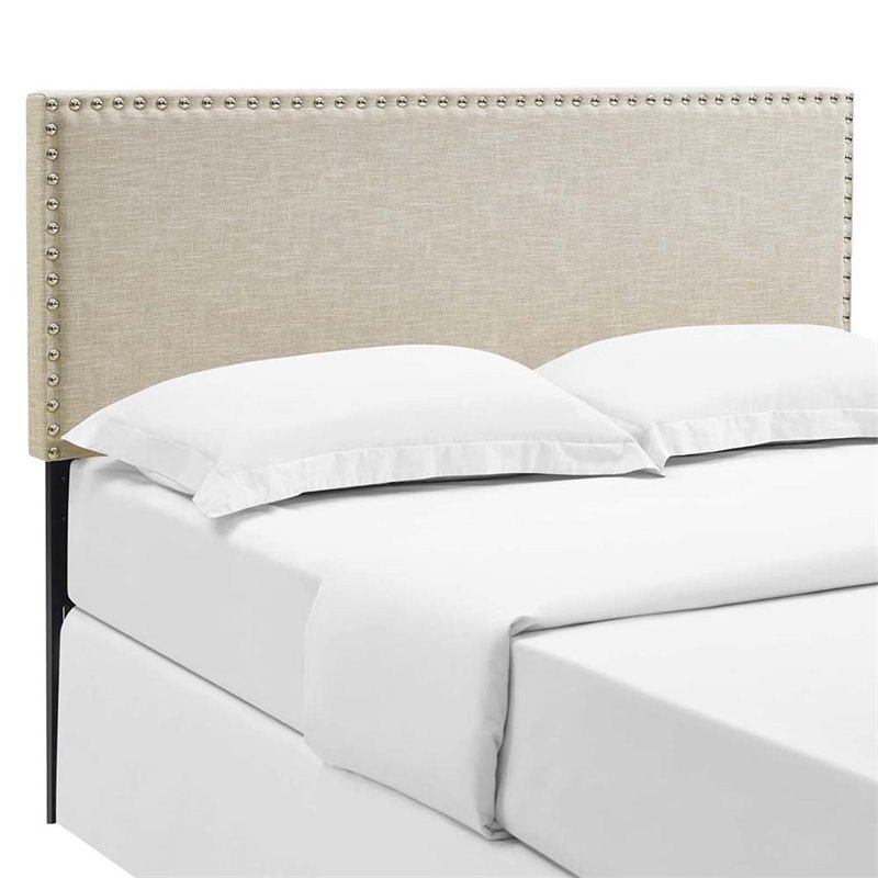 Modway Phoebe Queen Upholstered Polyester Fabric Headboard in Beige