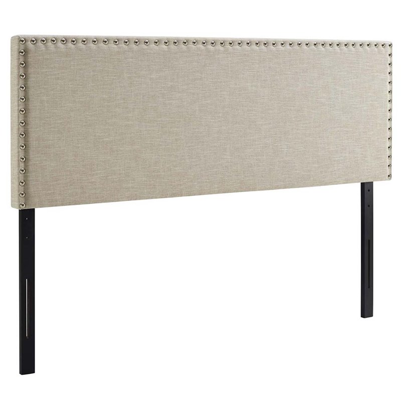 Modway Phoebe Queen Upholstered Polyester Fabric Headboard in Beige