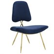Modway Ponder Velvet Accent Chair in Navy and Gold