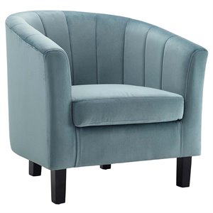Modway Prospect Channel Tufted Performance Velvet Armchair in Light Blue