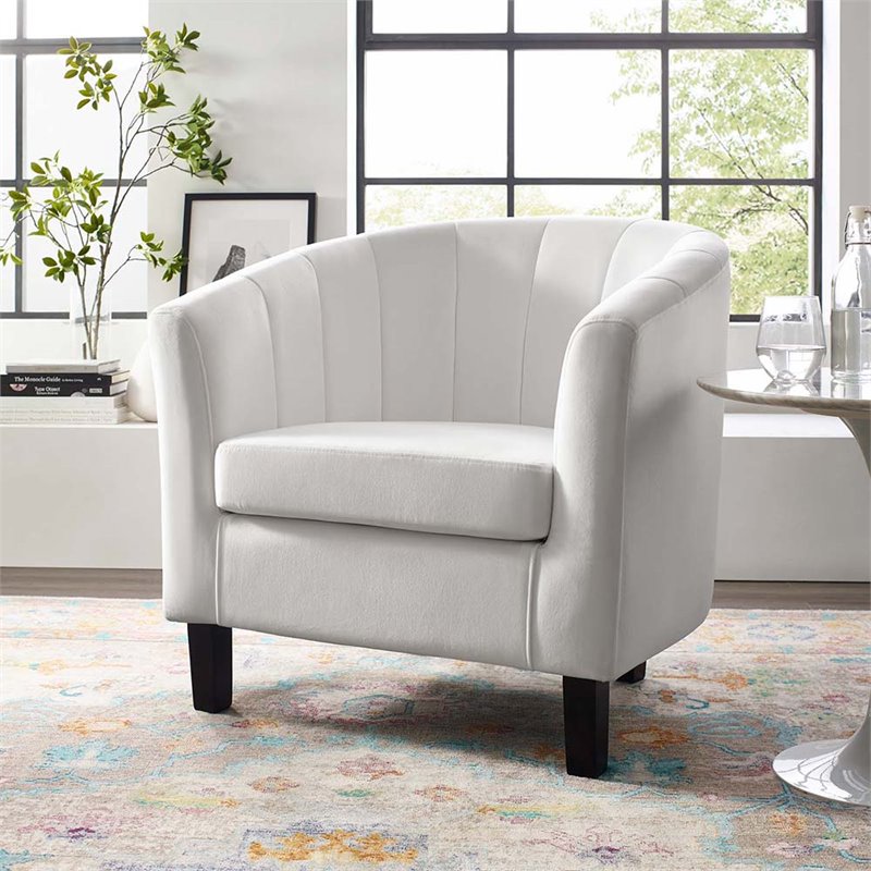 Modway Prospect Channel Tufted Performance Velvet Armchair in White