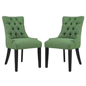 Modway Regent 20.5&quot Tufted Fabric Dining Side Chair in Green & Black (Set of 2)