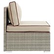 Modway Repose Rattan & Fabric Patio Armless Chair in Light Gray and Beige