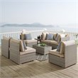 Modway Repose Rattan & Fabric Patio Armless Chair in Light Gray and Beige