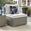 Modway Repose Rattan & Fabric Patio Armless Chair in Light Gray and White