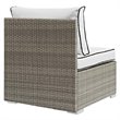 Modway Repose Rattan & Fabric Patio Armless Chair in Light Gray and White