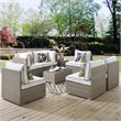 Modway Repose Rattan & Fabric Patio Armless Chair in Light Gray and White