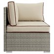 Modway Repose Rattan & Fabric Patio Corner Chair in Light Gray and Beige