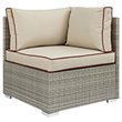 Modway Repose Rattan & Fabric Patio Corner Chair in Light Gray and Beige
