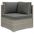 Modway Repose Rattan & Fabric Patio Corner Chair in Light Gray and Charcoal