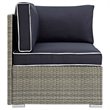 Modway Repose Rattan & Fabric Patio Corner Chair in Light Gray and Navy