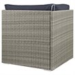 Modway Repose Rattan & Fabric Patio Corner Chair in Light Gray and Navy