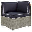 Modway Repose Rattan & Fabric Patio Corner Chair in Light Gray and Navy