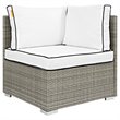 Modway Repose Rattan & Fabric Patio Corner Chair in Light Gray and White