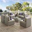 Modway Repose Rattan & Fabric Patio Corner Chair in Light Gray & Beige