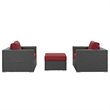 Modway Sojourn 3-Piece Aluminum and Rattan Patio Sectional Set in Canvas/Red
