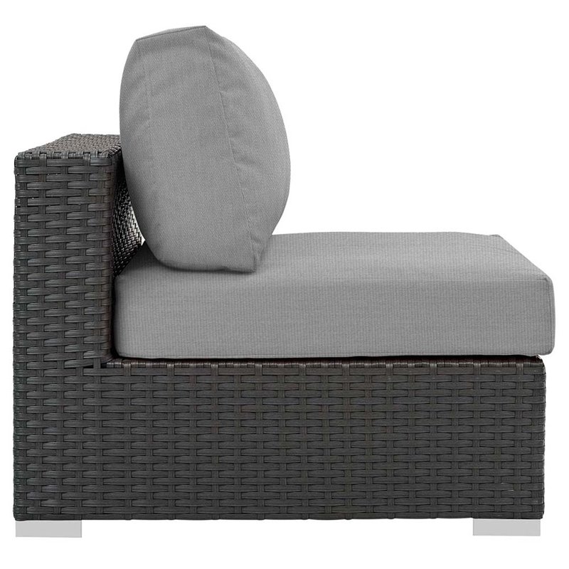 Modway Sojourn Aluminum Fabric and Rattan Patio Armless Chair in Canvas/Gray