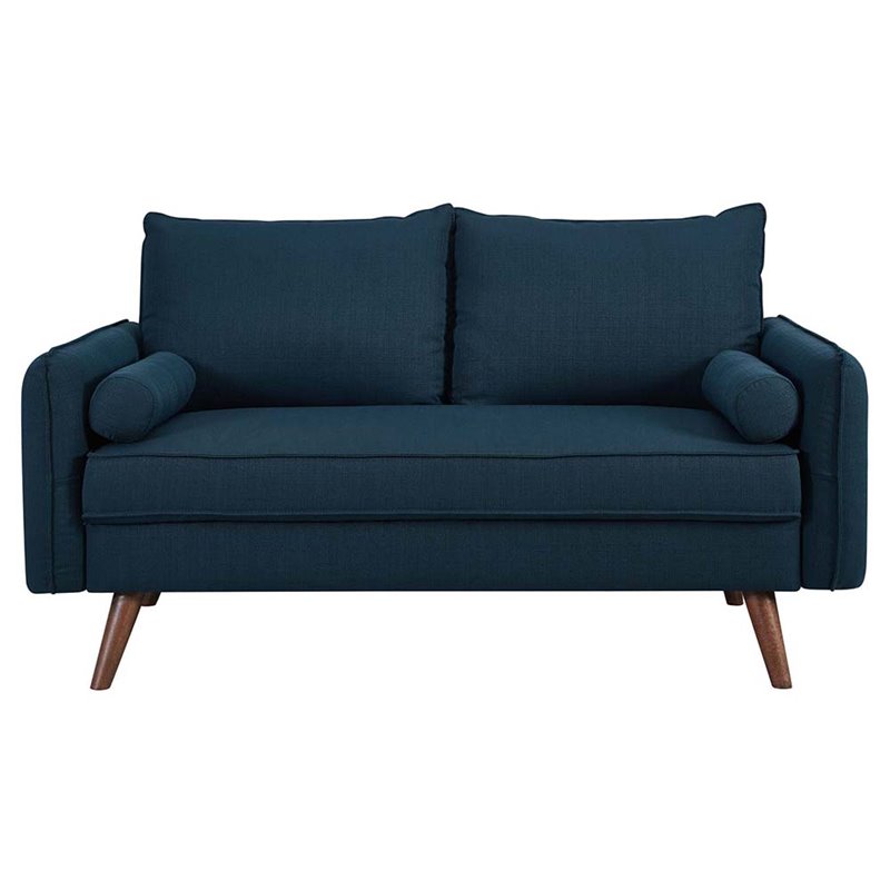 Modway Revive Modern Fabric Upholstered Loveseat in Walnut/Azure