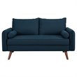 Modway Revive Modern Fabric Upholstered Loveseat in Walnut/Azure