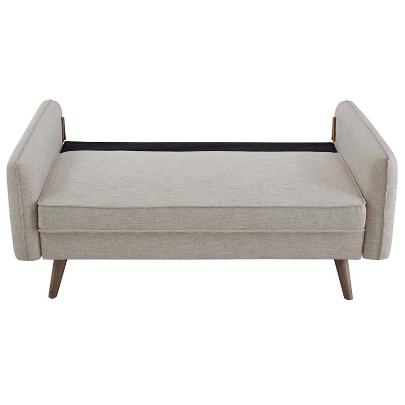 Modway Revive Modern Fabric Upholstered Loveseat in Walnut/Beige