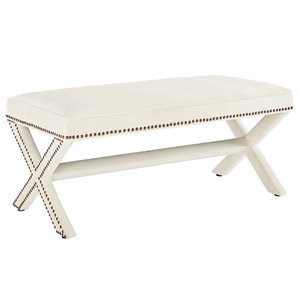 Modway Rivet 19&quot Performance Velvet Bench in Ivory and Copper