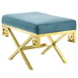 Modway Rove Velvet Bench in Gold and Sea Blue
