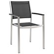 Modway Shore 5-Piece Extendable Aluminum Patio Dining Set in Silver and Black