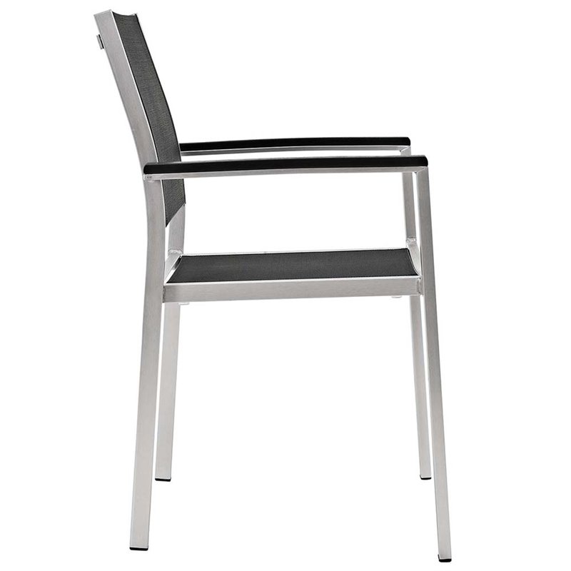 Modway Shore 5-Piece Extendable Aluminum Patio Dining Set in Silver and Black