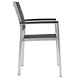 Modway Shore 5-Piece Extendable Aluminum Patio Dining Set in Silver and Black