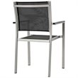 Modway Shore 5-Piece Extendable Aluminum Patio Dining Set in Silver and Black