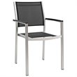 Modway Shore 7-Piece Extendable Aluminum Patio Dining Set in Silver and Black