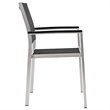 Modway Shore 7-Piece Extendable Aluminum Patio Dining Set in Silver and Black