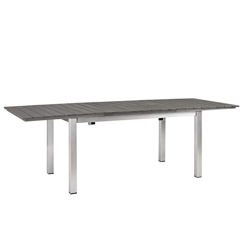 Modway Shore 9-Piece Extendable Aluminum Patio Dining Set in Silver and Black